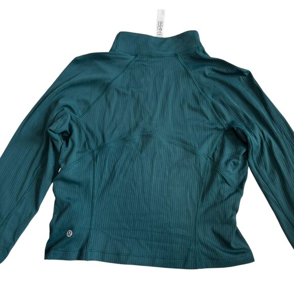 Lululemon Its Rulu Ribbed Cropped Half Zip jacket in Storm Teal size 10 - Picture 2 of 5